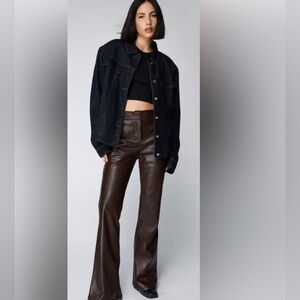 NWOT Nasty Gal High Waisted Flared Faux Vegan Leather Pants |Size 8